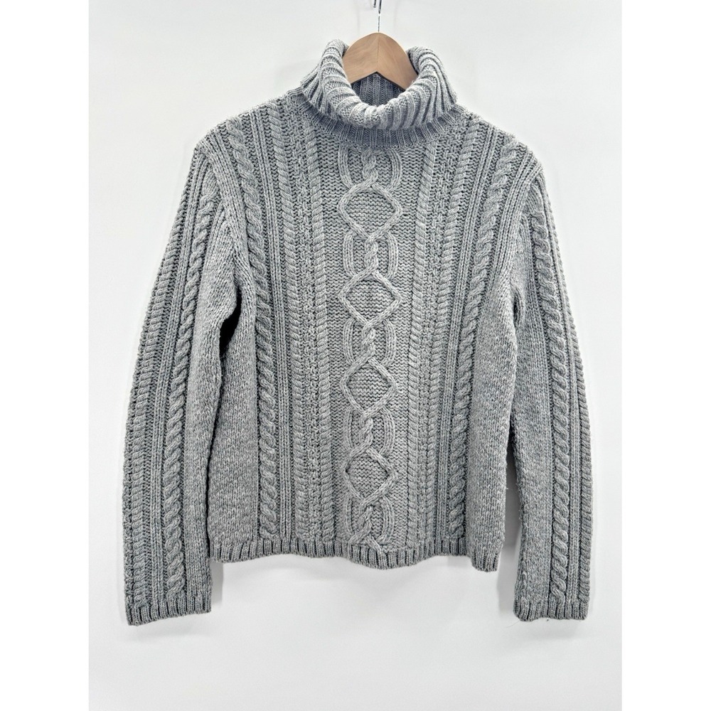 VTG Paul James Womens Medium Wool Sweater Cable Turtleneck Fisherman Preppy 90s